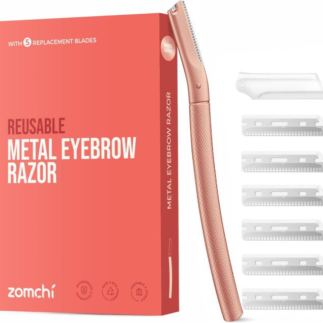 Rasoir sourcil pour femme : l'outil parfait pour un dermaplaning visage impeccable avec 6 lames en or rose