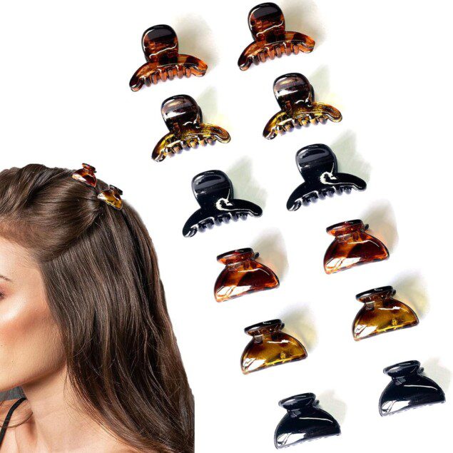 Pince cheveux femme : 12 mini pinces crabe colorées pour un coiffage élégant et pratique