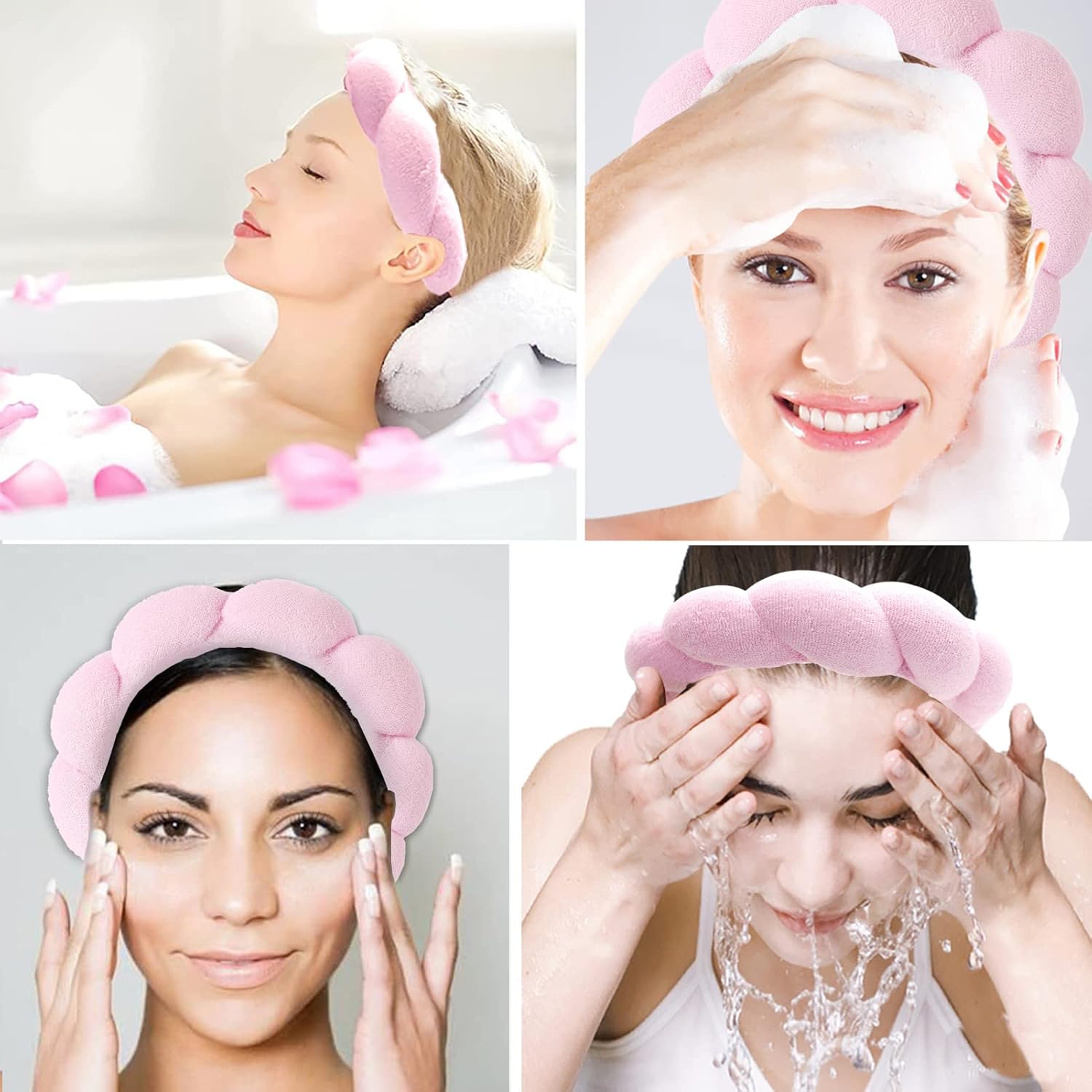 Bracelets de lavage en microfibre : bandeau spa élégant pour femmes, idéal pour un soin du visage sans éclaboussures – Image 7