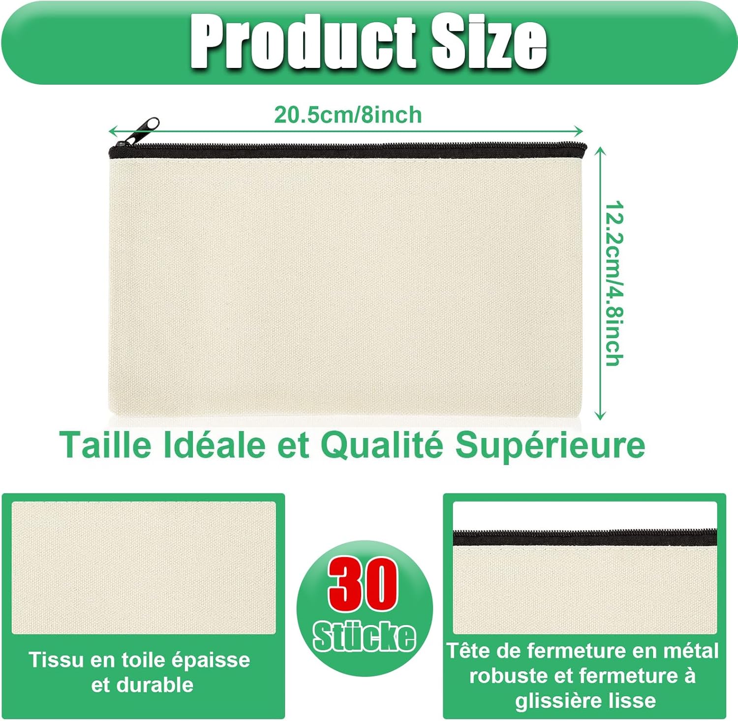 Pochette tissu zippée : 30 pièces pour le rangement élégant de votre maquillage – Image 2