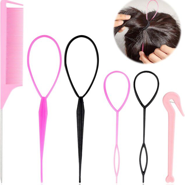 Kit d'accessoires de coiffure : 6 outils de tressage pour femmes et filles, parfaits pour débutantes et styles variés