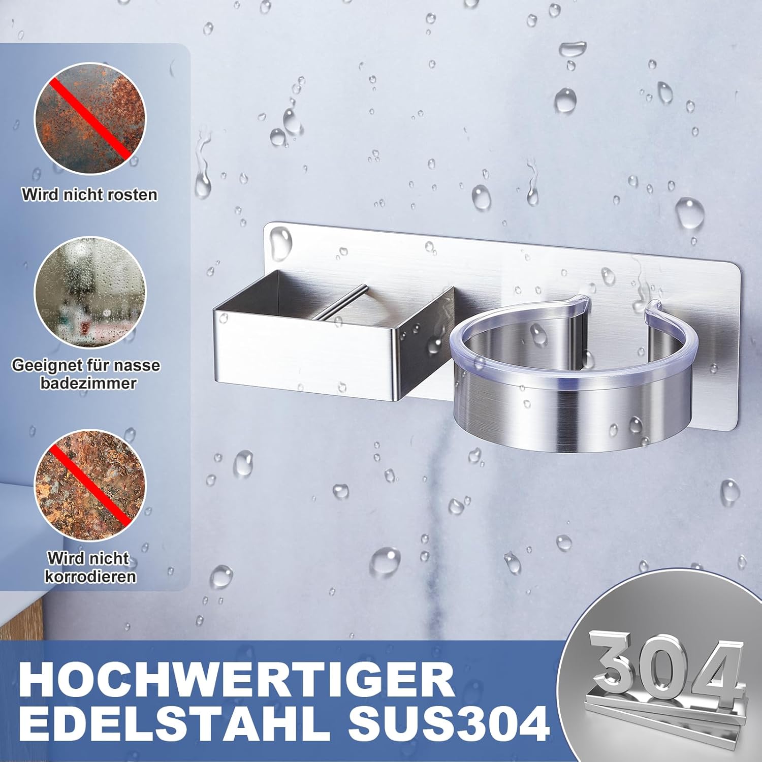 Support lisseur et sèche-cheveux mural : une solution élégante pour votre salle de bain Découvrez notre support inoxydable autocollant, idéal pour les salons de coiffure et les particuliers – Image 2