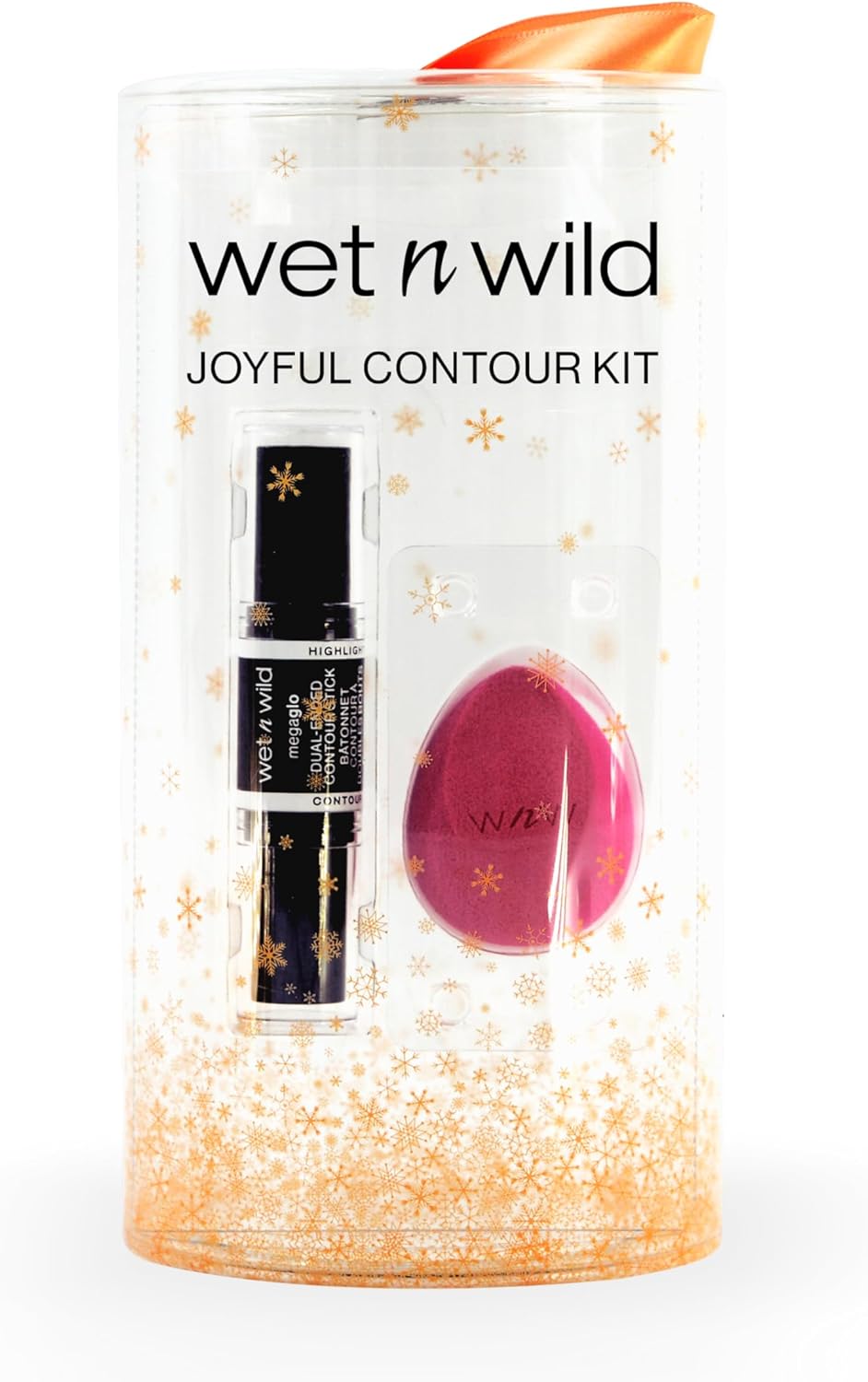 Kit de contouring joyeux : pour un maquillage défini et sculpté avec facilité   Coffret cadeau idéal pour les passionnées de maquillage, incluant un stick contour, un enlumineur et une éponge pour un look impeccable