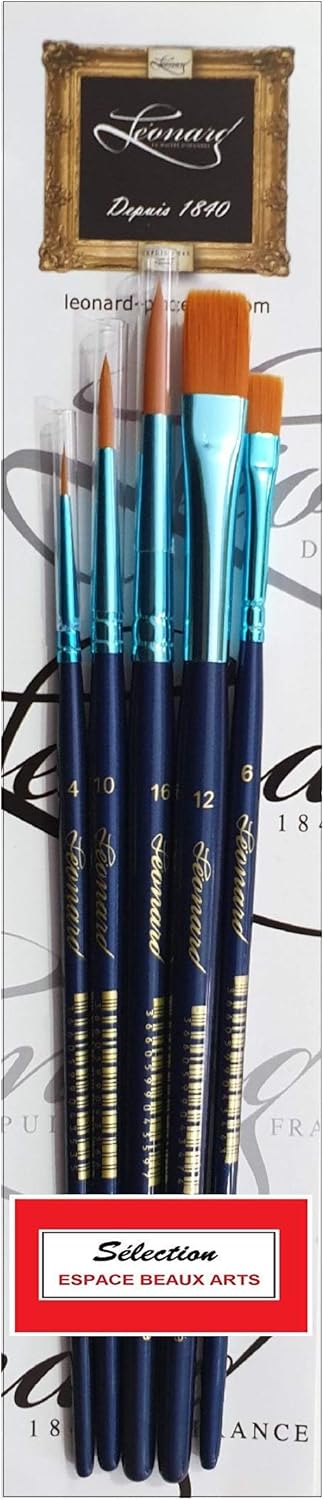 Pinceaux de peinture synthétiques pour artistes : set de 5 pièces idéal pour aquarelle, huile et acrylique