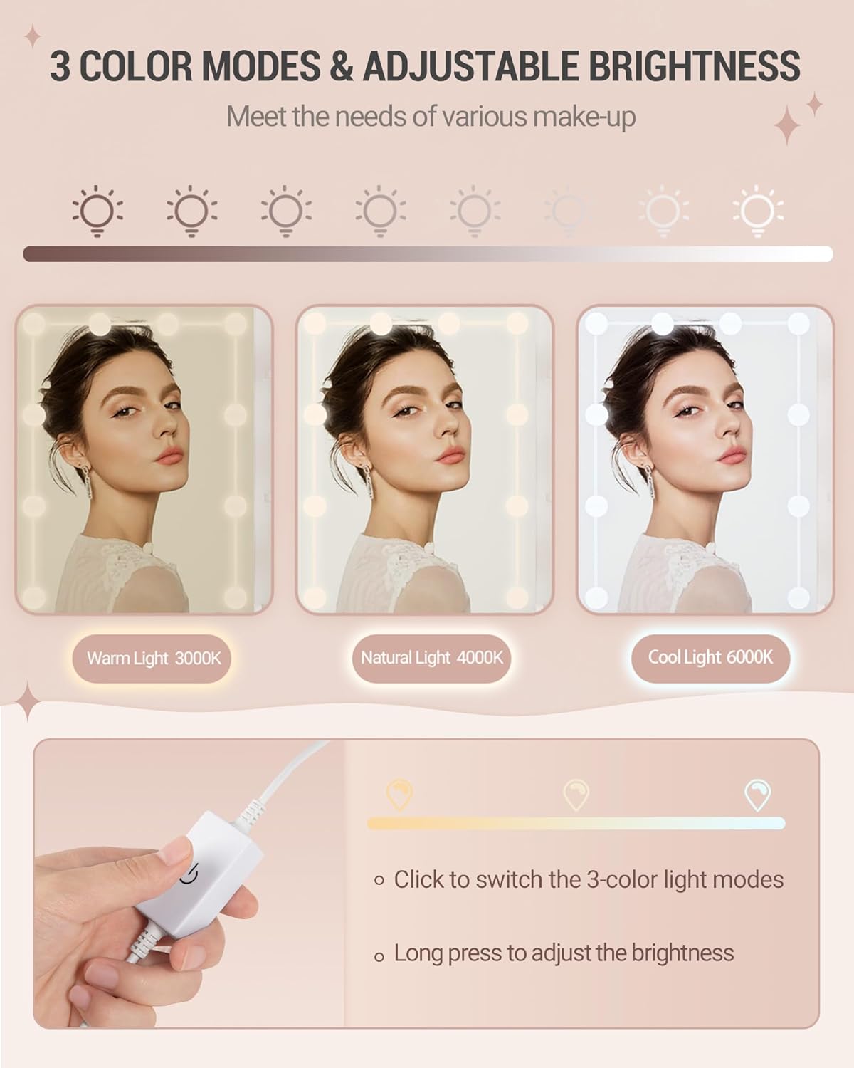 Coiffeuse avec 10 LED : vanité de maquillage élégante pour chambre avec rangement optimisé – Image 5
