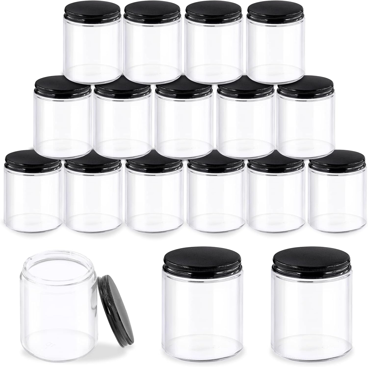 Bocaux ronds en verre transparent : idéal pour le rangement esthétique des cosmétiques et produits de beauté