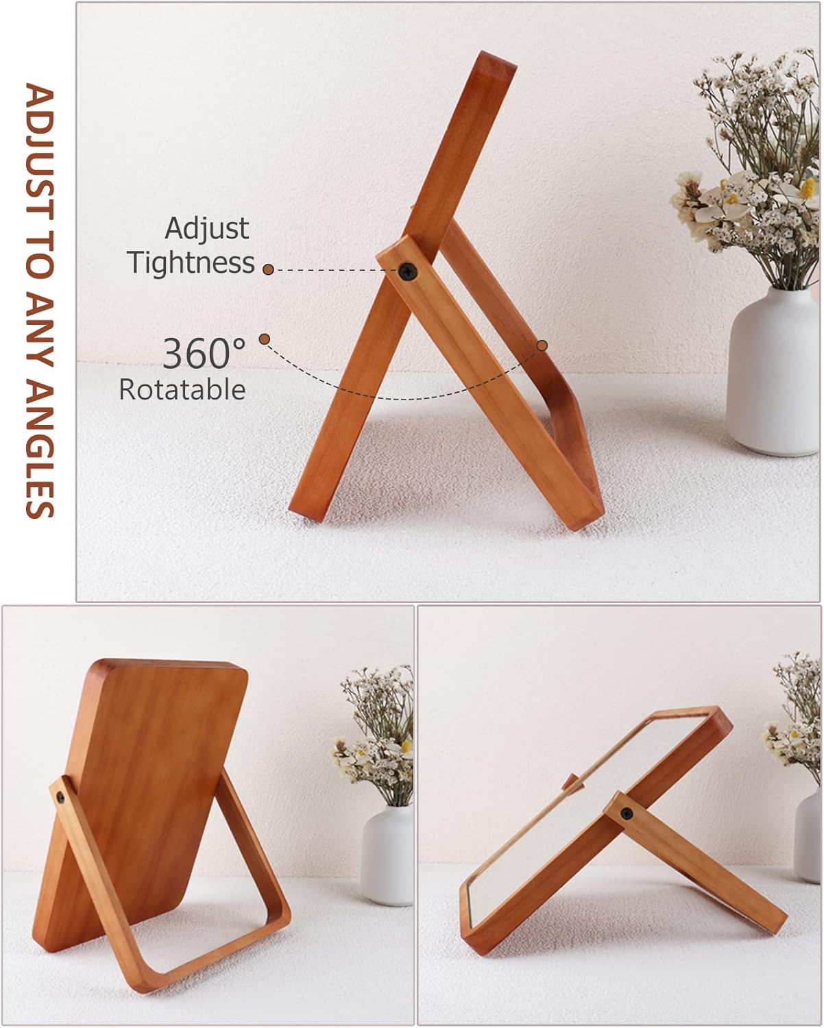 Miroir maquillage en bois pour les passionnées de beauté : un accessoire esthétique et pratique pour sublimer votre espace de travail – Image 3