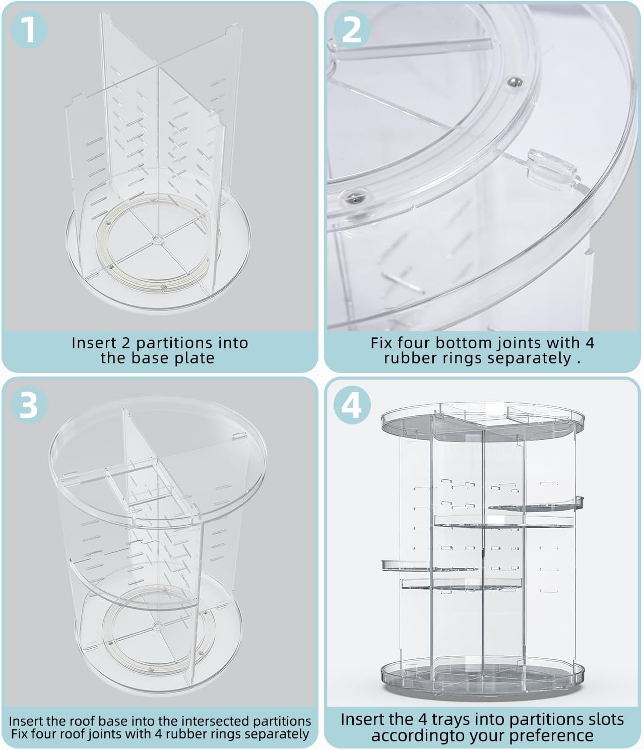 Organisateur maquillage rotatif 360 degrés : la solution parfaite pour les coiffeuses et amateurs de beauté Découvrez un rangement multifonctionnel et élégant qui optimise votre espace tout en offrant une grande capacité et une transparence moderne. – Image 5