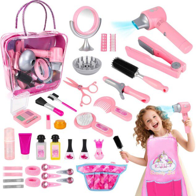 Ensemble de salon de beauté pour filles : 35 pièces pour un jeu de simulation de coiffeur amusant et créatif