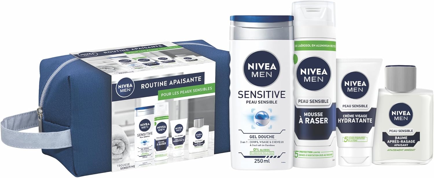 Trousse de toilette pour hommes à la peau sensible : routine complète visage et corps