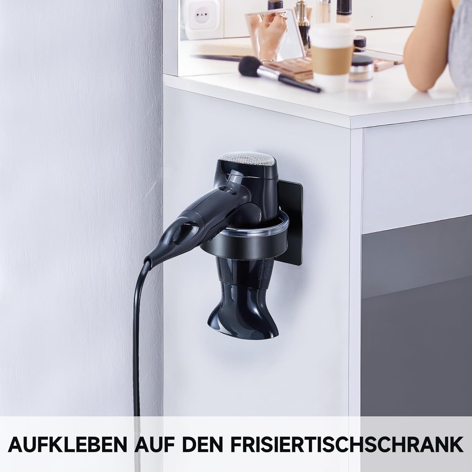 Support de sèche-cheveux mural en acier inoxydable : rangement pratique pour salle de bain, chambre à coucher et salon de coiffure – Image 6