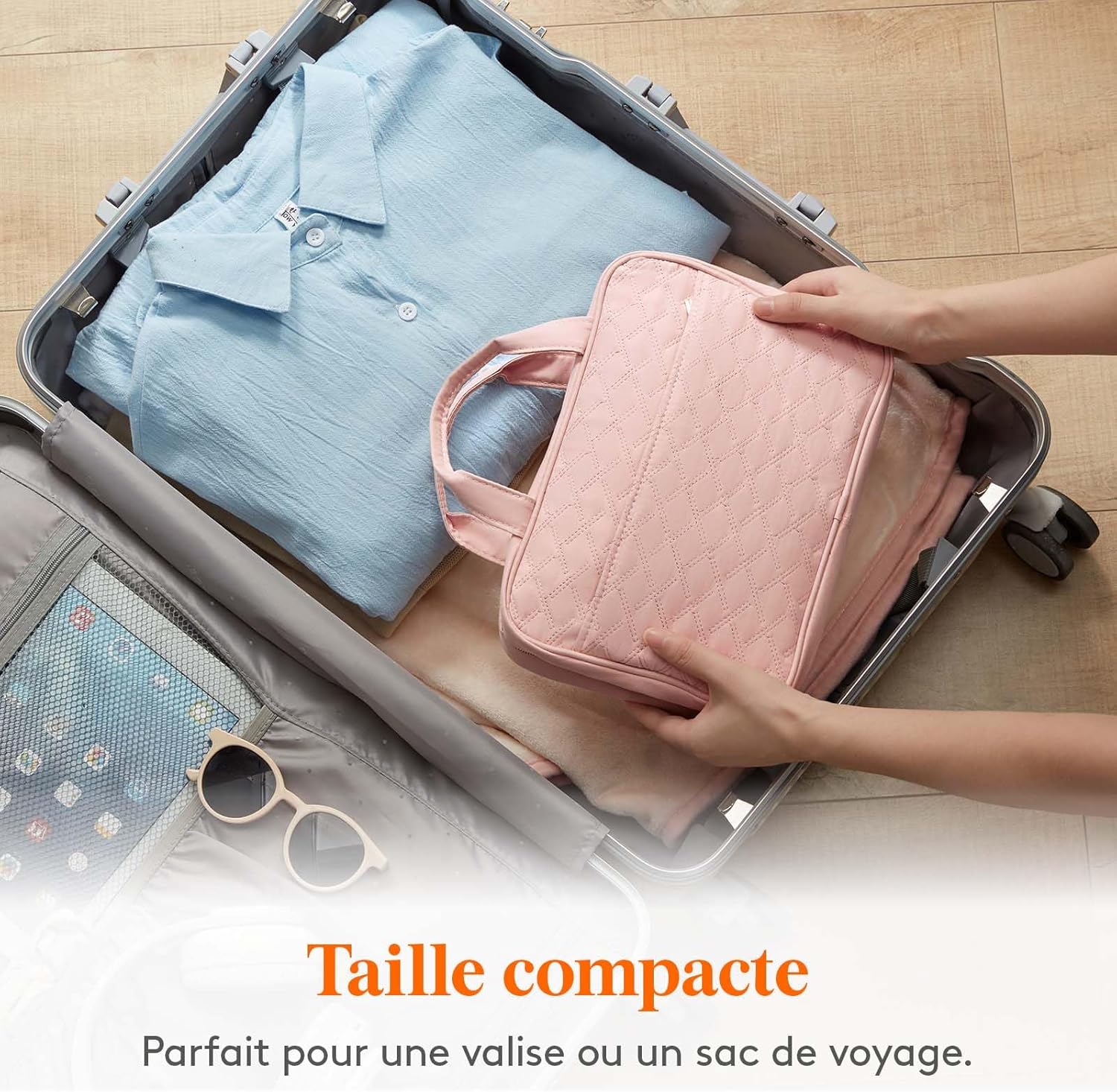 Trousse de toilette de voyage : grande trousse de maquillage suspendue pour femmes, idéale pour organiser vos cosmétiques en toute élégance – Image 8