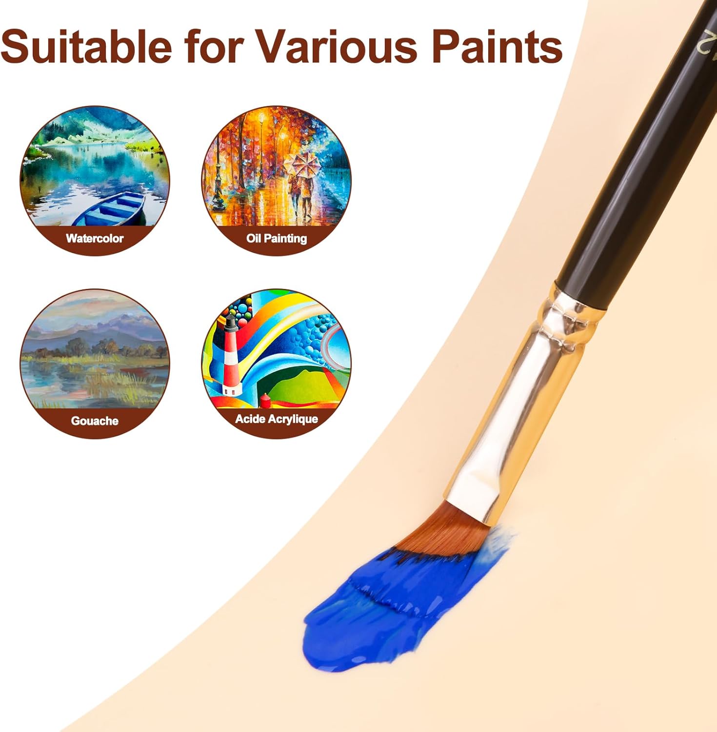 Pinceaux acryliques : set de 12 pinceaux de qualité pour artistes et amateurs Découvrez notre ensemble de 12 pinceaux acryliques, spécialement conçus pour les artistes et les passionnés de peinture, qu'ils soient adultes ou enfants. Grâce à leurs poils en nylon et synthétiques, ces pinceaux offrent une excellente précision et une grande polyvalence pour toutes vos créations, qu'il s'agisse de peinture acrylique, aquarelle ou à l'huile. Libérez votre créativité avec cet outil essentiel qui facilite l'application des couleurs et garantit des résultats époustouflants ! – Image 4