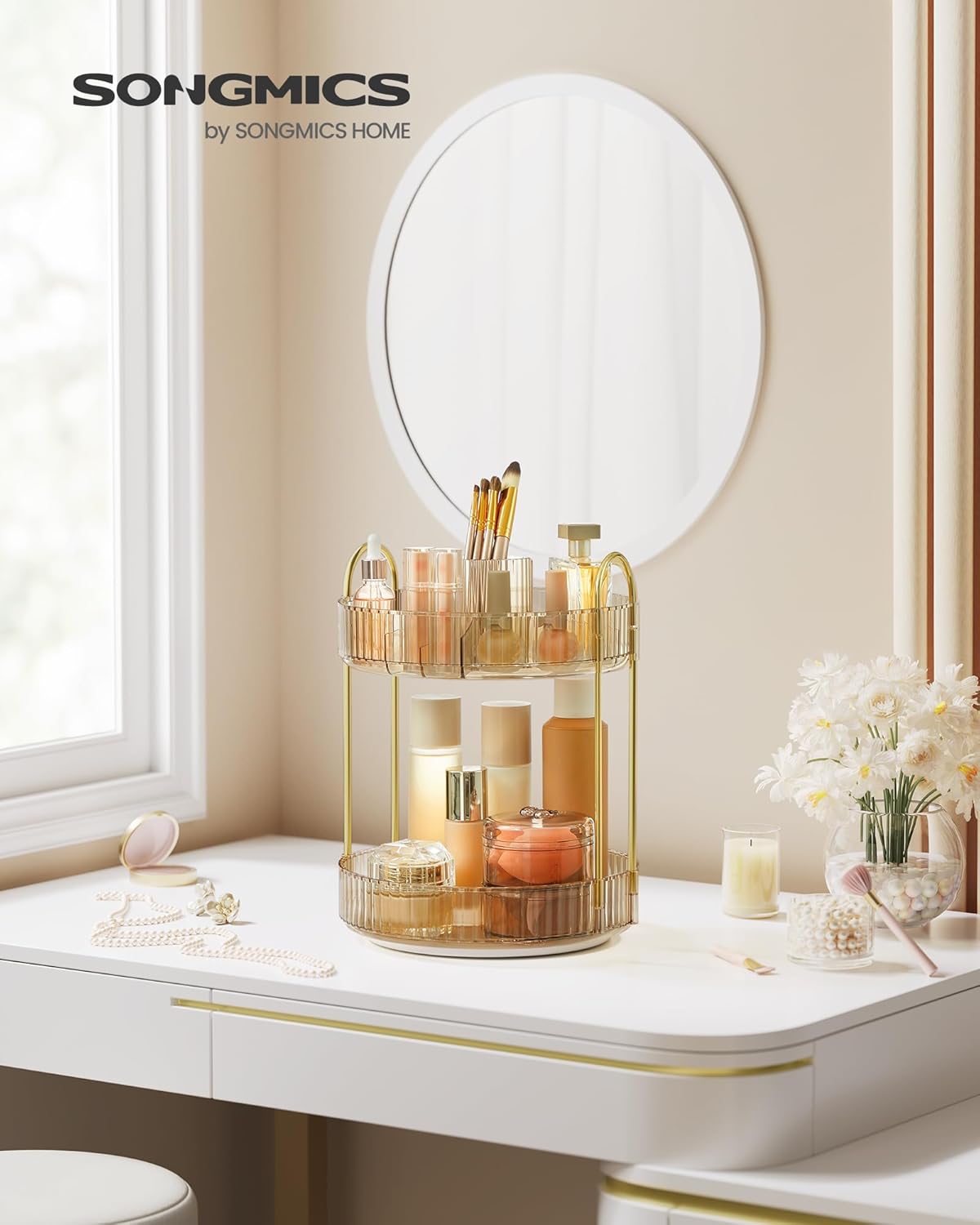 Organisateur de maquillage rotatif : le rangement idéal pour une salle de bain élégante et pratique – Image 2