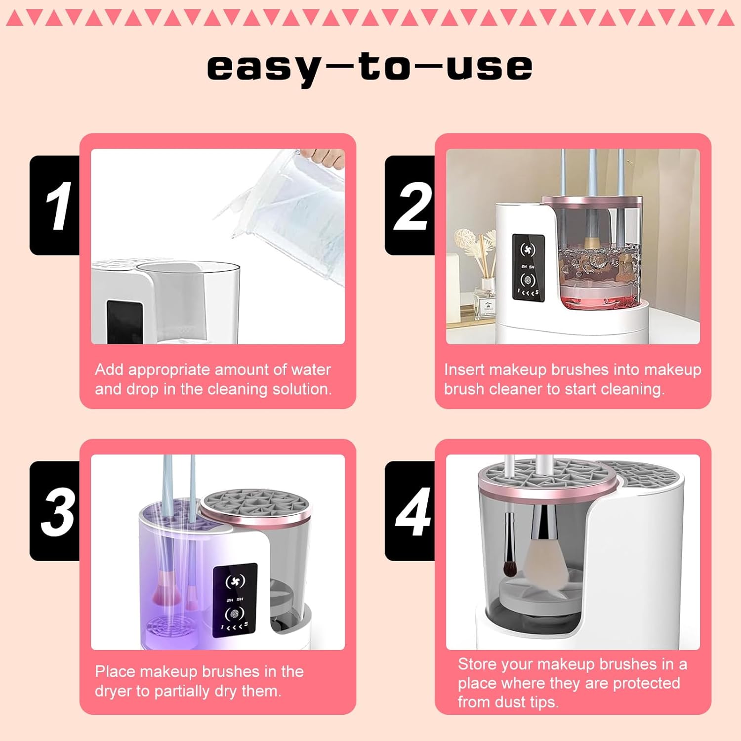 Nettoyeur pinceau maquillage électrique : l'outil 3 en 1 idéal pour les passionnées de beauté Découvrez le nettoyeur pinceau maquillage électrique avec sécheur intégré, une machine de nettoyage automatique qui simplifie l'entretien de vos pinceaux. Conçue pour les amateurs de maquillage, cette solution efficace garantit des pinceaux parfaitement propres et secs en un rien de temps, tout en préservant la qualité de vos outils de beauté. – Image 5