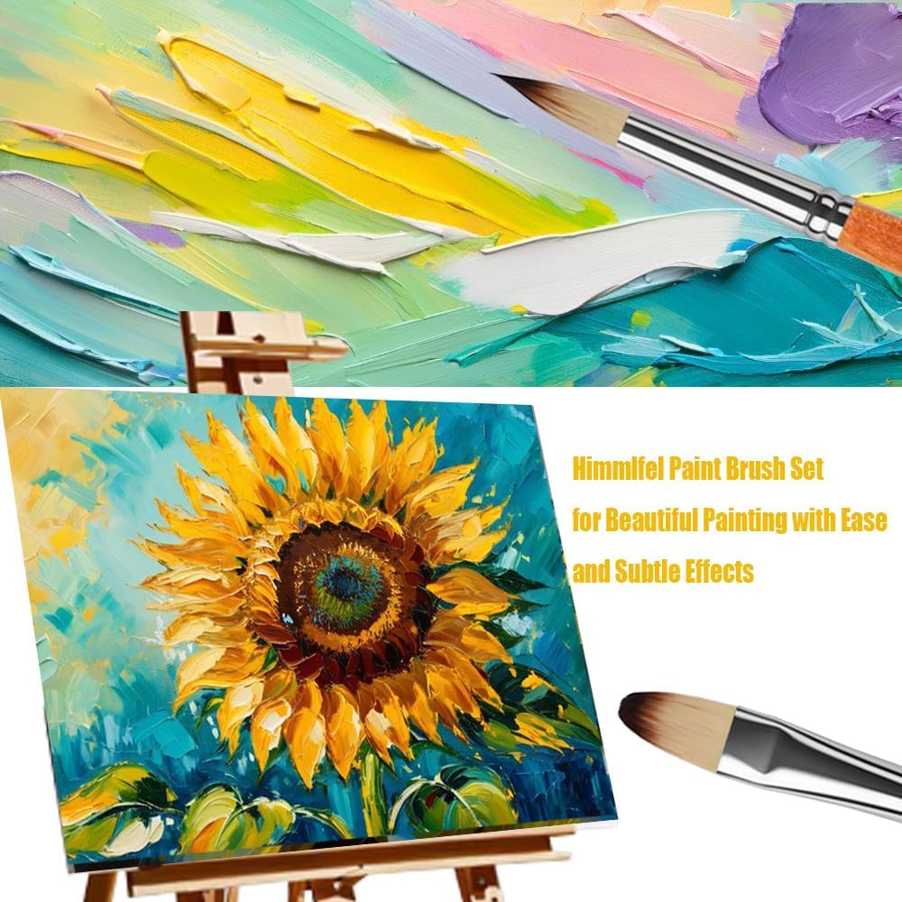 Pinceaux ronds et filbert : 12 pièces pour artistes, parfaits pour peinture acrylique, aquarelle, huile et gouache – Image 4