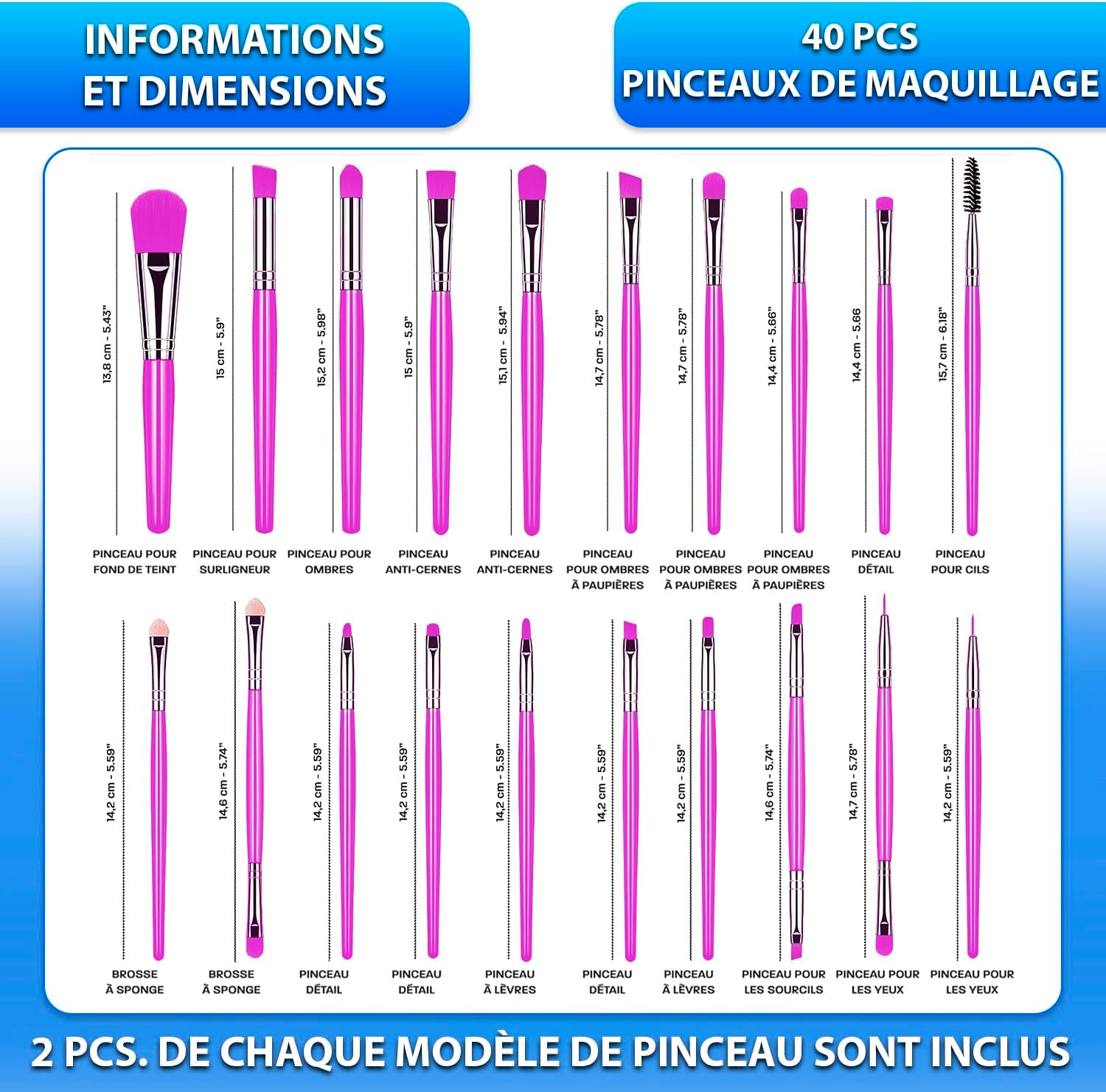 Pinceaux de maquillage violet : set complet de 40 pièces pour un maquillage professionnel et impeccable – Image 4