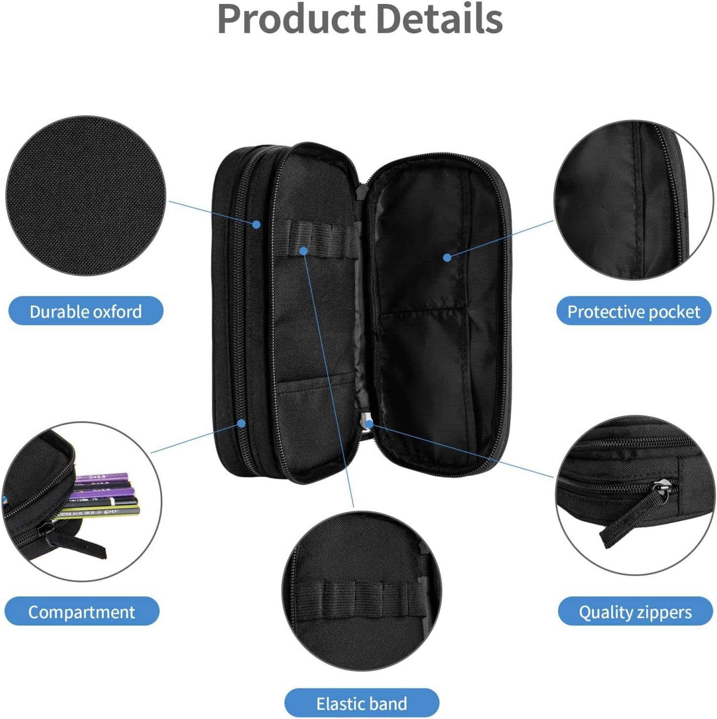 Trousse à crayons tropicale : la solution idéale pour étudiants et passionnés de beauté Découvrez notre trousse à crayons double couche avec fermeture éclair, en tissu durable et au motif élégant de feuilles de palmier, parfaite pour organiser vos fournitures scolaires ou vos produits de beauté. – Image 3