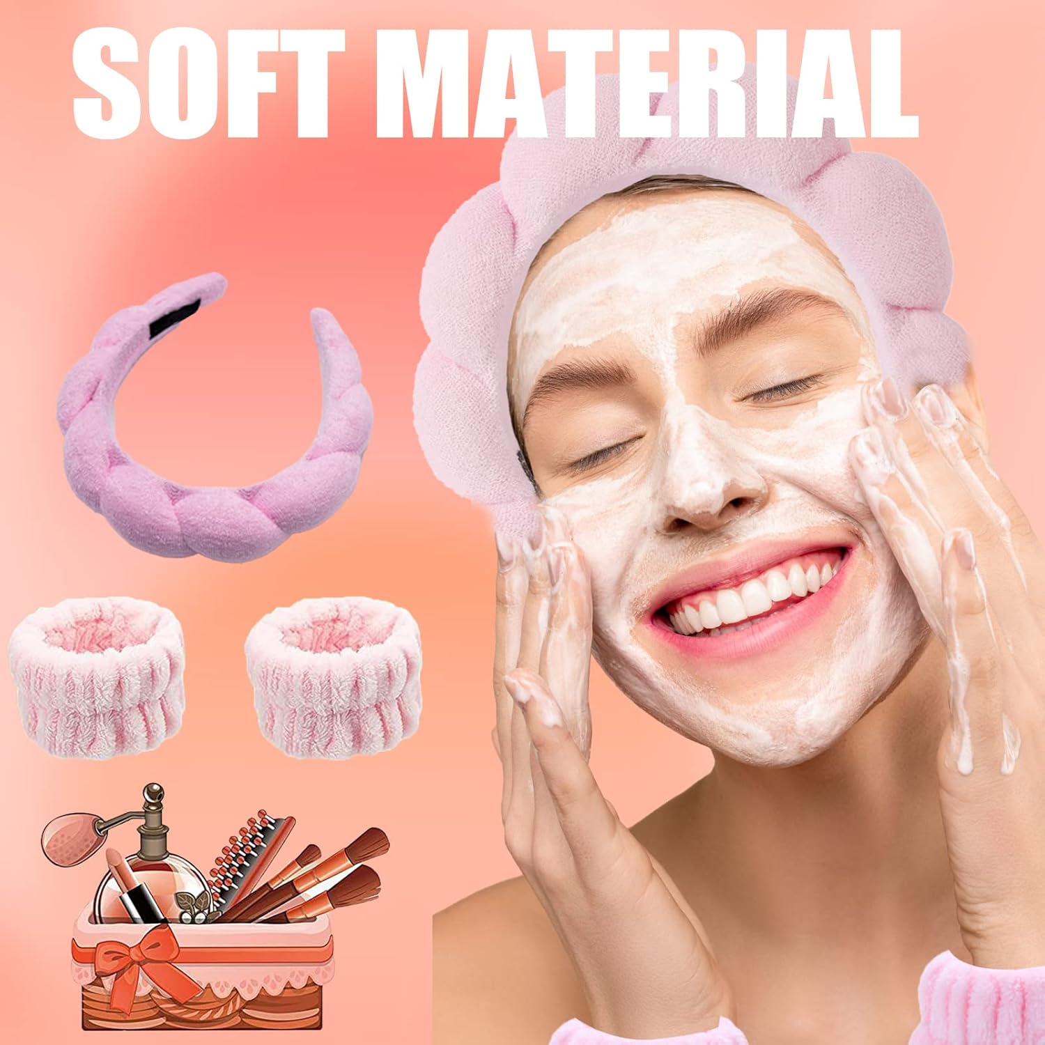 Bracelets de lavage en microfibre : bandeau spa élégant pour femmes, idéal pour un soin du visage sans éclaboussures – Image 6