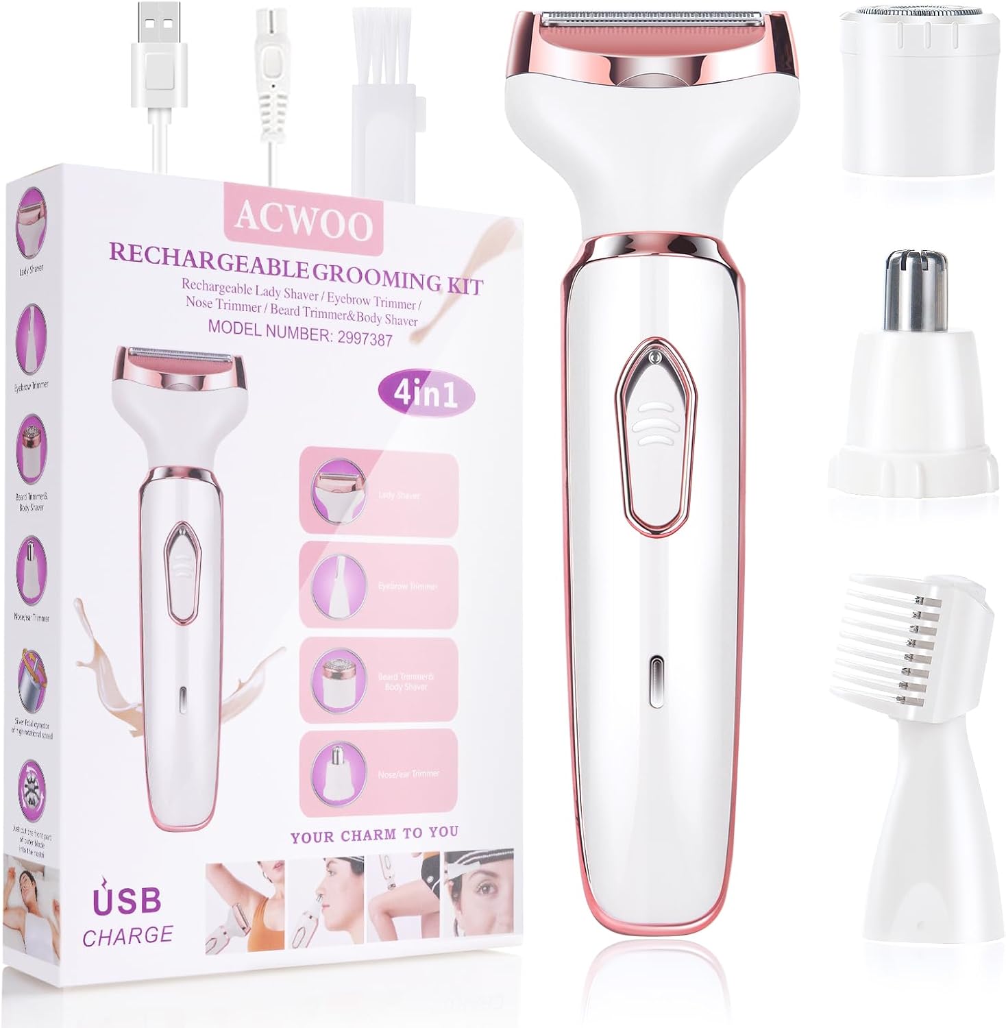Épilateur électrique 4-en-1 pour femme : douceur et praticité au quotidien   Découvrez la technologie Wet & Dry pour une épilation efficace, un bikini styler et un accessoire massage qui subliment votre routine de beauté