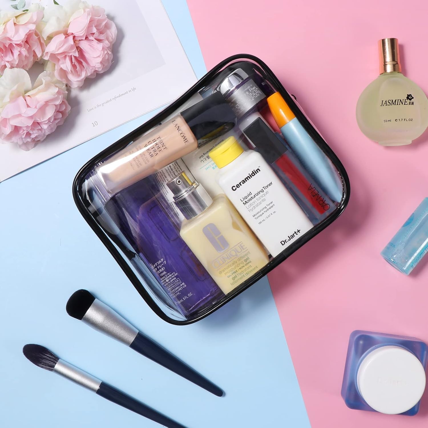 Trousse de toilette transparente : l'accessoire idéal pour voyageurs hommes et femmes Optimisez votre transport de liquides en avion avec style et praticité – Image 3