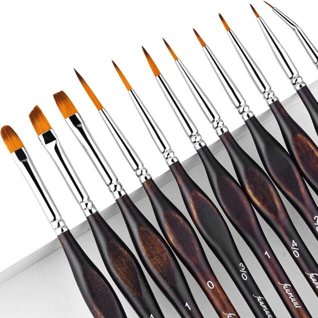 Pinceaux peinture : 11 pièces professionnelles pour les détails de vos créations artistiques  Pinceaux idéaux pour acrylique, aquarelle, miniature, modélisme et peinture par numéros
