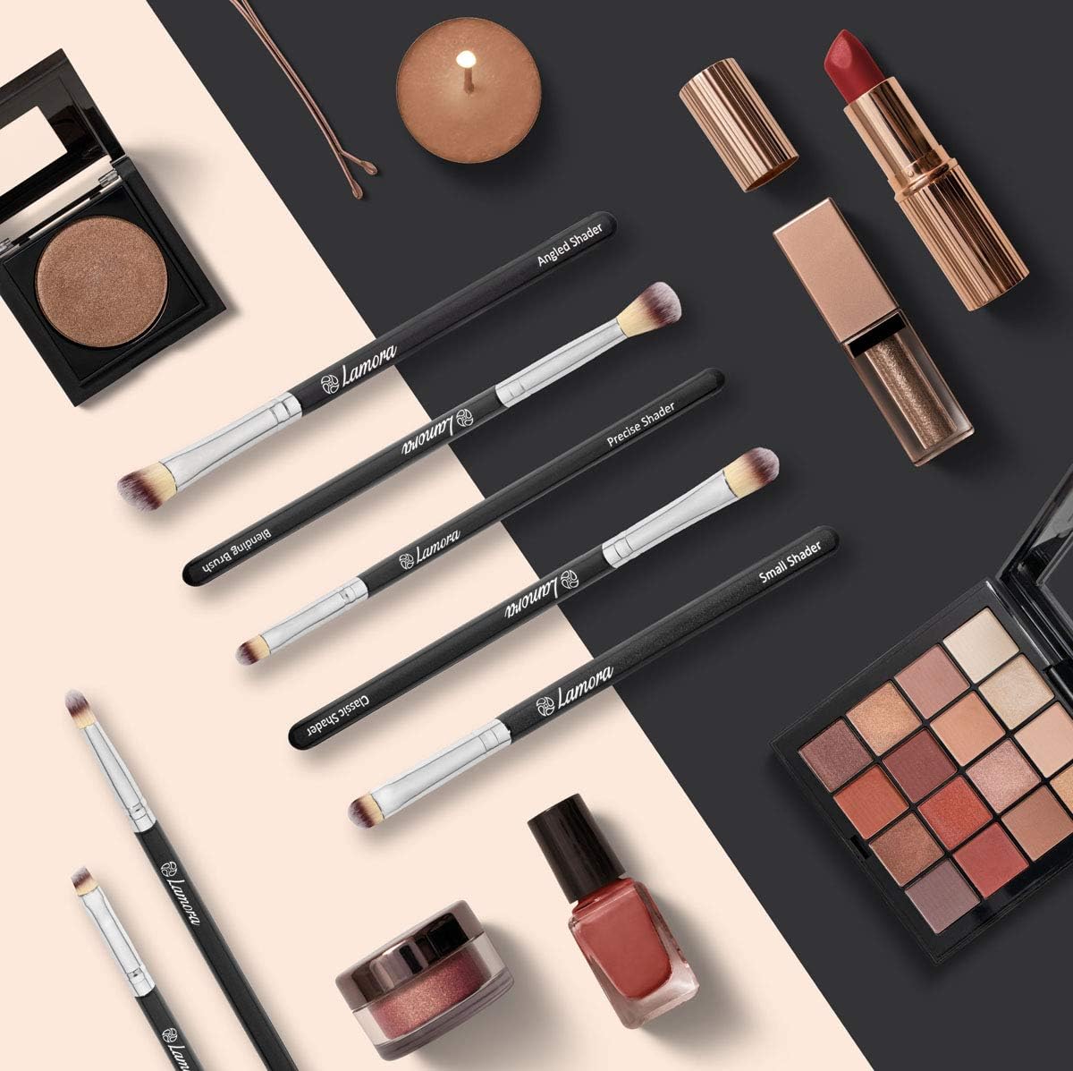 Set de pinceaux de maquillage pour les yeux : maîtrisez l'art du fard à paupières et de l'eyeliner avec ce kit essentiel de 7 pièces aux poils soyeux – Image 9
