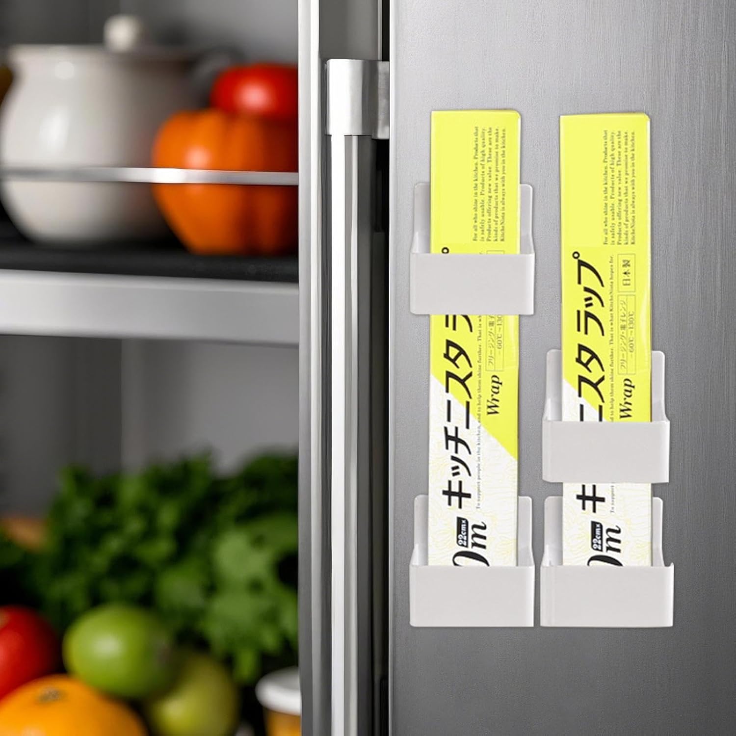 Organisateur de film alimentaire : support mural pratique pour cuisine et salle de bain Étagères adhésives sans perçage pour un rangement élégant et efficace – Image 3