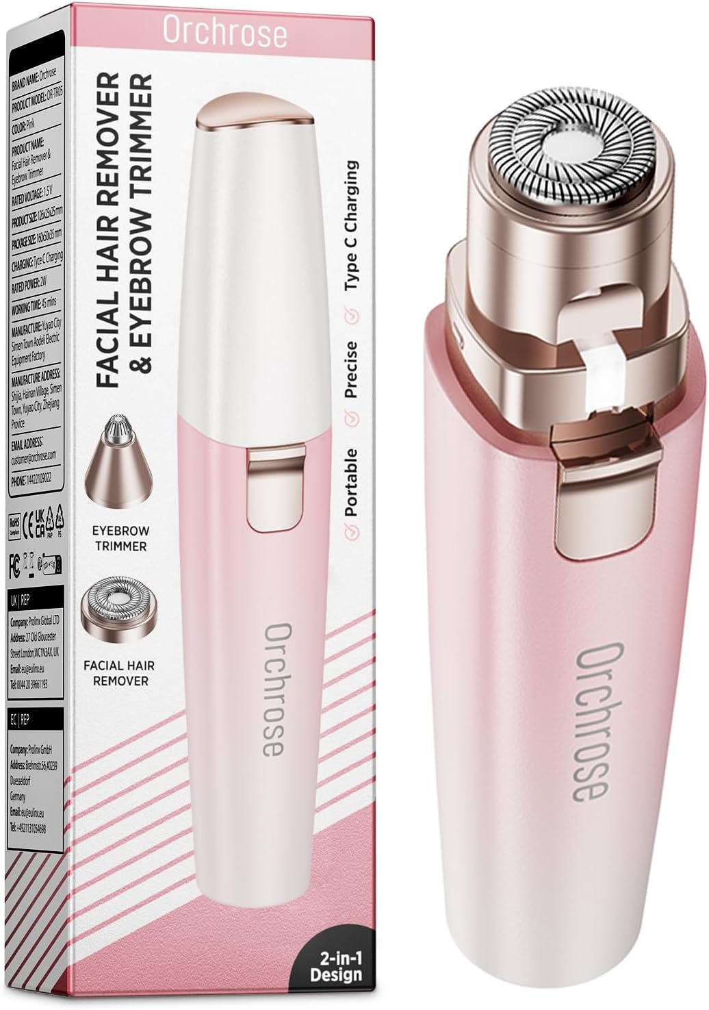 Rasoir visage électrique pour femme : 2 en 1 pour une épilation précise des sourcils et du visage