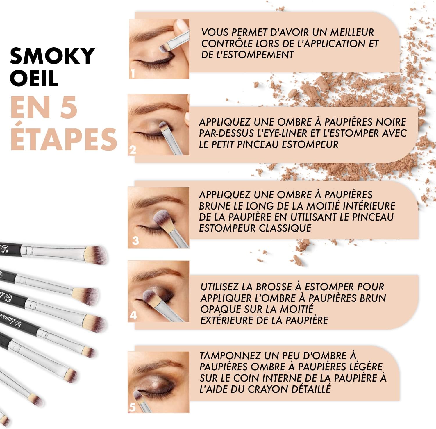 Set de pinceaux de maquillage pour les yeux : maîtrisez l'art du fard à paupières et de l'eyeliner avec ce kit essentiel de 7 pièces aux poils soyeux – Image 5