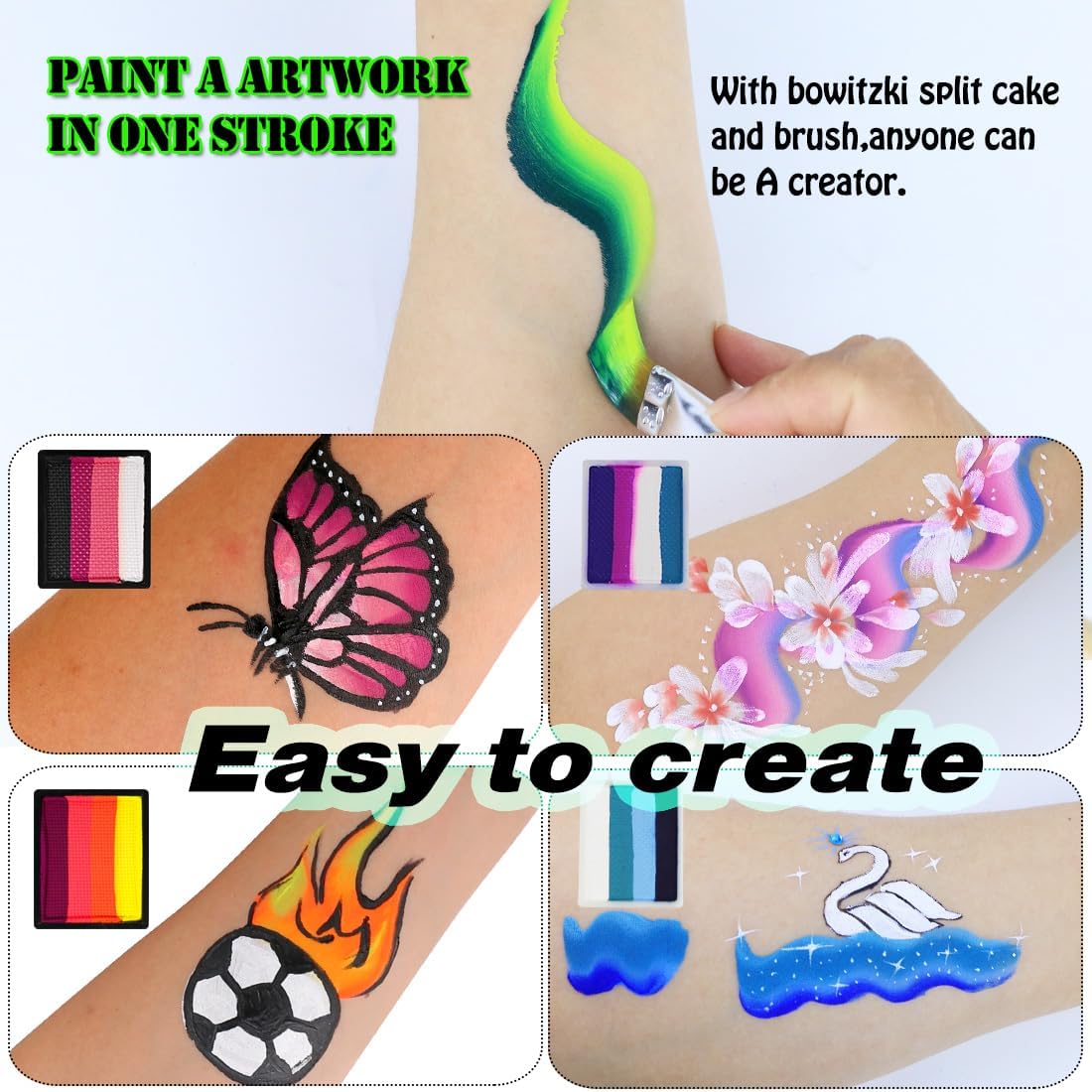 Kit de peinture faciale professionnelle pour enfants et adultes : créez des œuvres d'art colorées en toute sécurité – Image 3