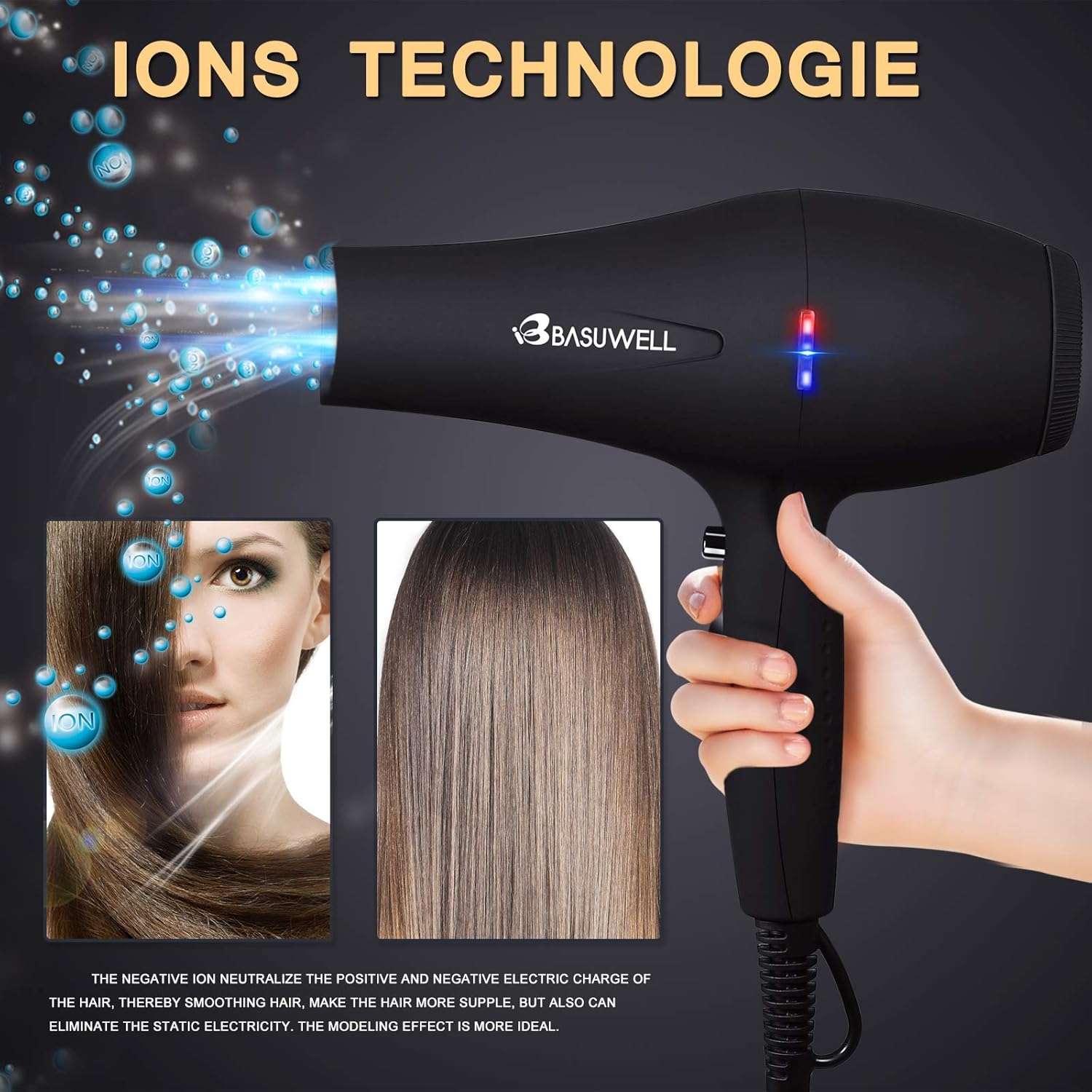 Sèche-cheveux professionnel 2100W : l'allié idéal pour les coiffeurs exigeants Offrez à vos clients un brushing impeccable grâce à ce sèche-cheveux puissant avec diffuseur et accessoires pratiques. – Image 3