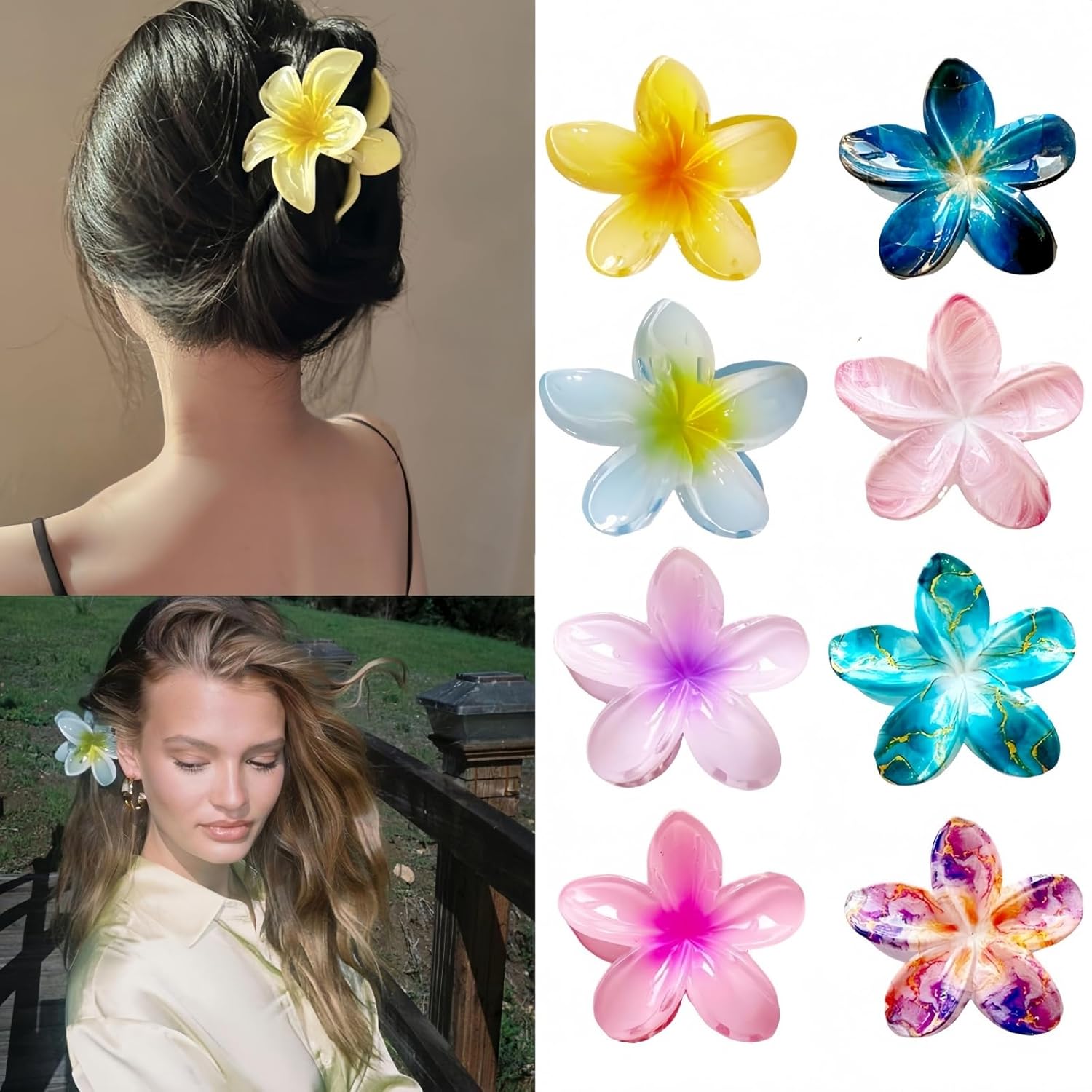 Pince cheveux fleur : l'accessoire idéal pour vos vacances à la plage  Découvrez les 8 pièces combinées en 2 styles hawaïens, antidérapantes et adaptées à tous les types de cheveux, fins ou épais. Offrez à votre coiffure une touche élégante et estivale tout en profitant de moments ensoleillés !