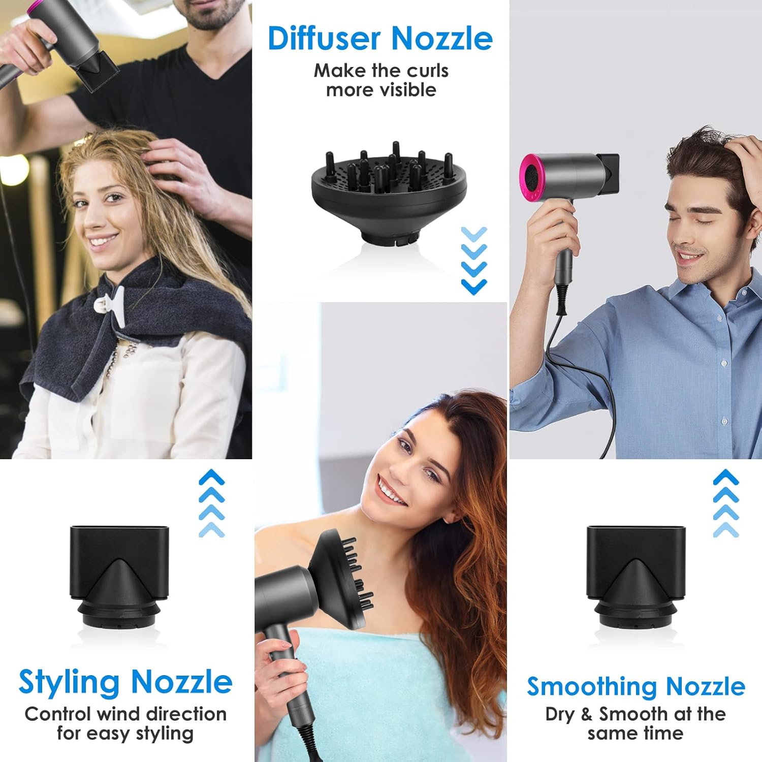 Sèche-cheveux professionnel 2000W : séchage rapide pour femmes et hommes à domicile Profitez de la puissance et de la polyvalence avec 3 vitesses et 2 modes de température – Image 7