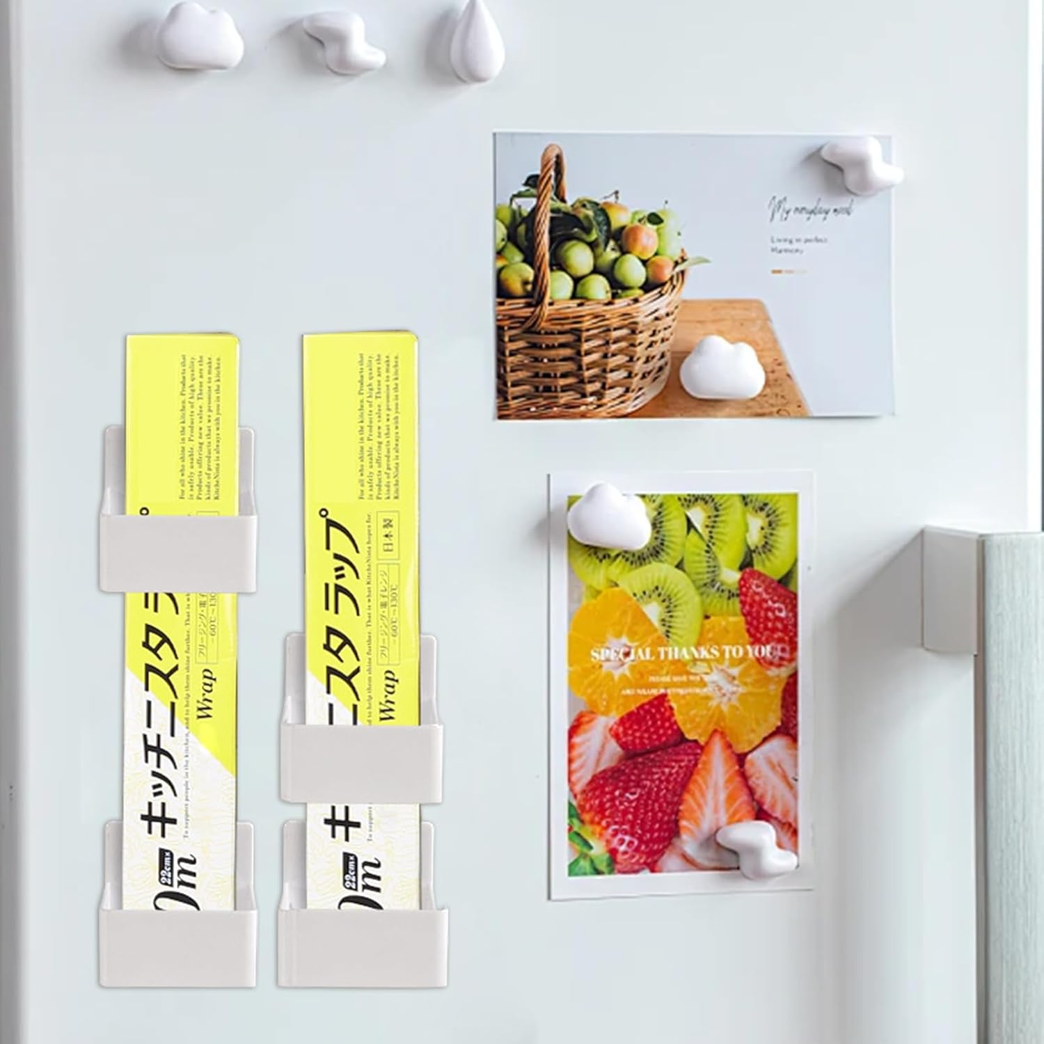 Organisateur de film alimentaire : support mural pratique pour cuisine et salle de bain Étagères adhésives sans perçage pour un rangement élégant et efficace – Image 2