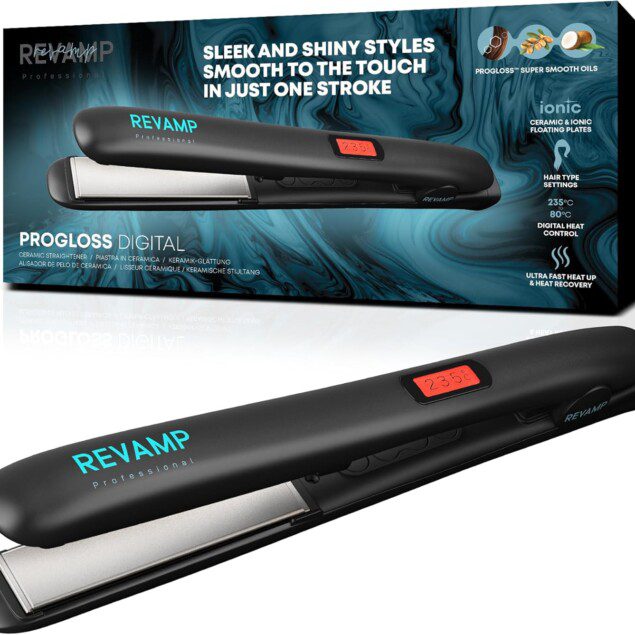 Fer à lisser professionnel : lisseur plaques en céramique pour cheveux brillants et stylés Idéal pour femmes souhaitant lisser ou boucler leurs cheveux, avec température réglable et câble de 3 m