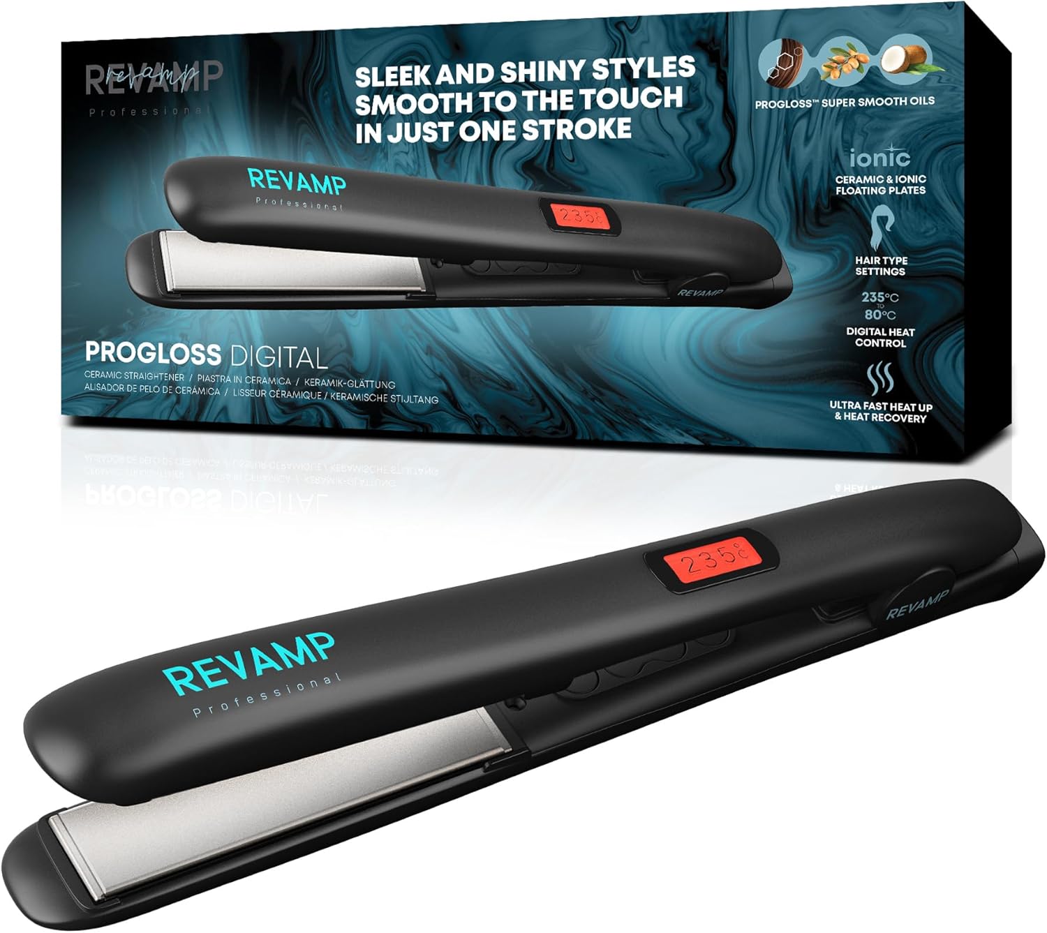 Fer à lisser professionnel : lisseur plaques en céramique pour cheveux brillants et stylés Idéal pour femmes souhaitant lisser ou boucler leurs cheveux, avec température réglable et câble de 3 m