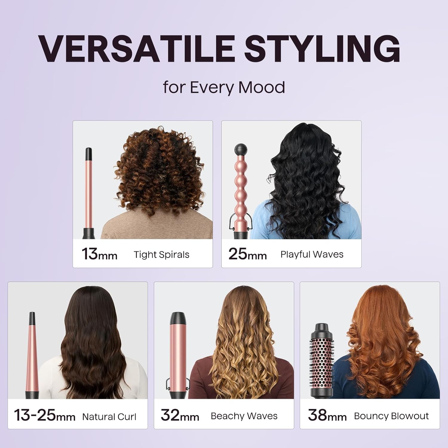 Fer à boucler pour un coiffage professionnel : transformez votre look avec 5 fers interchangeables en céramique – Image 2