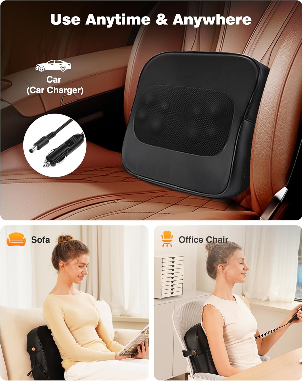 Masseur de dos avec chauffage : soulagement des douleurs au cou et aux épaules pour un confort optimal au bureau – Image 7