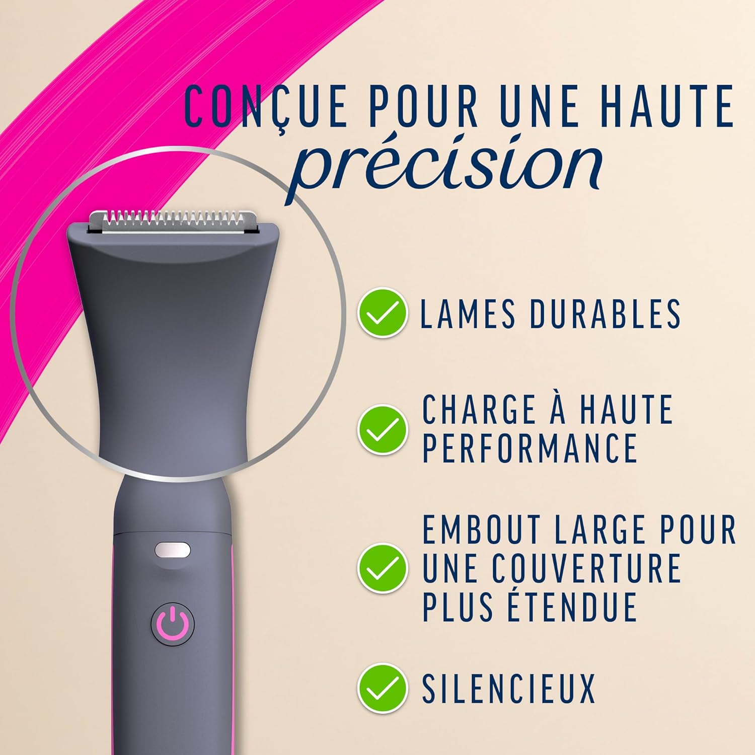 Veet Expert : tondeuse tout-en-un pour femmes, idéale pour le maillot, le visage et les sourcils Rasoir électrique multi-usage 100 % étanche avec chargeur USB pour un épilage précis et rapide – Image 4