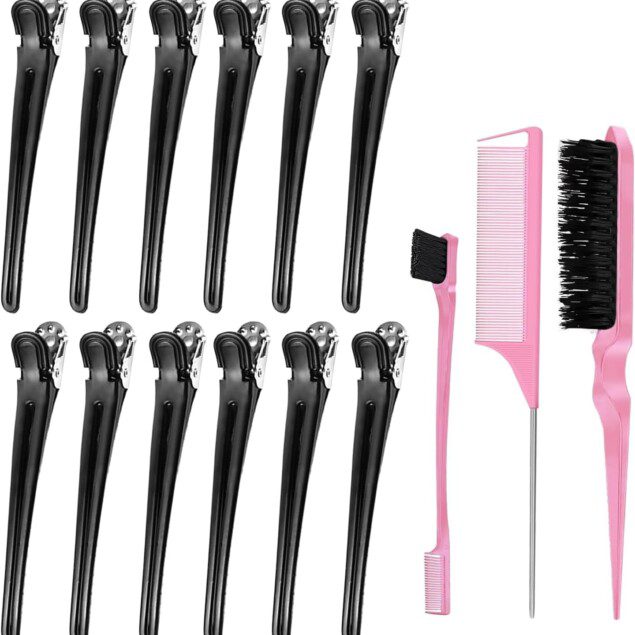 Pince crocodile pour femme : ensemble de 12 pièces idéal pour le coiffeur et le maquillage