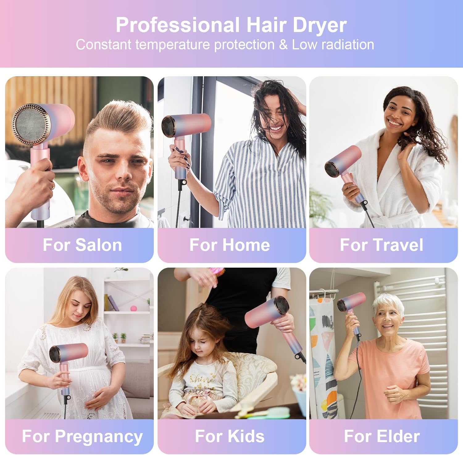 Sèche-cheveux pliable 1500W : l’accessoire idéal pour les voyages et la maison Profitez de coiffures impeccables avec ce sèche-cheveux léger et portable, doté de 3 modes réglables – Image 7