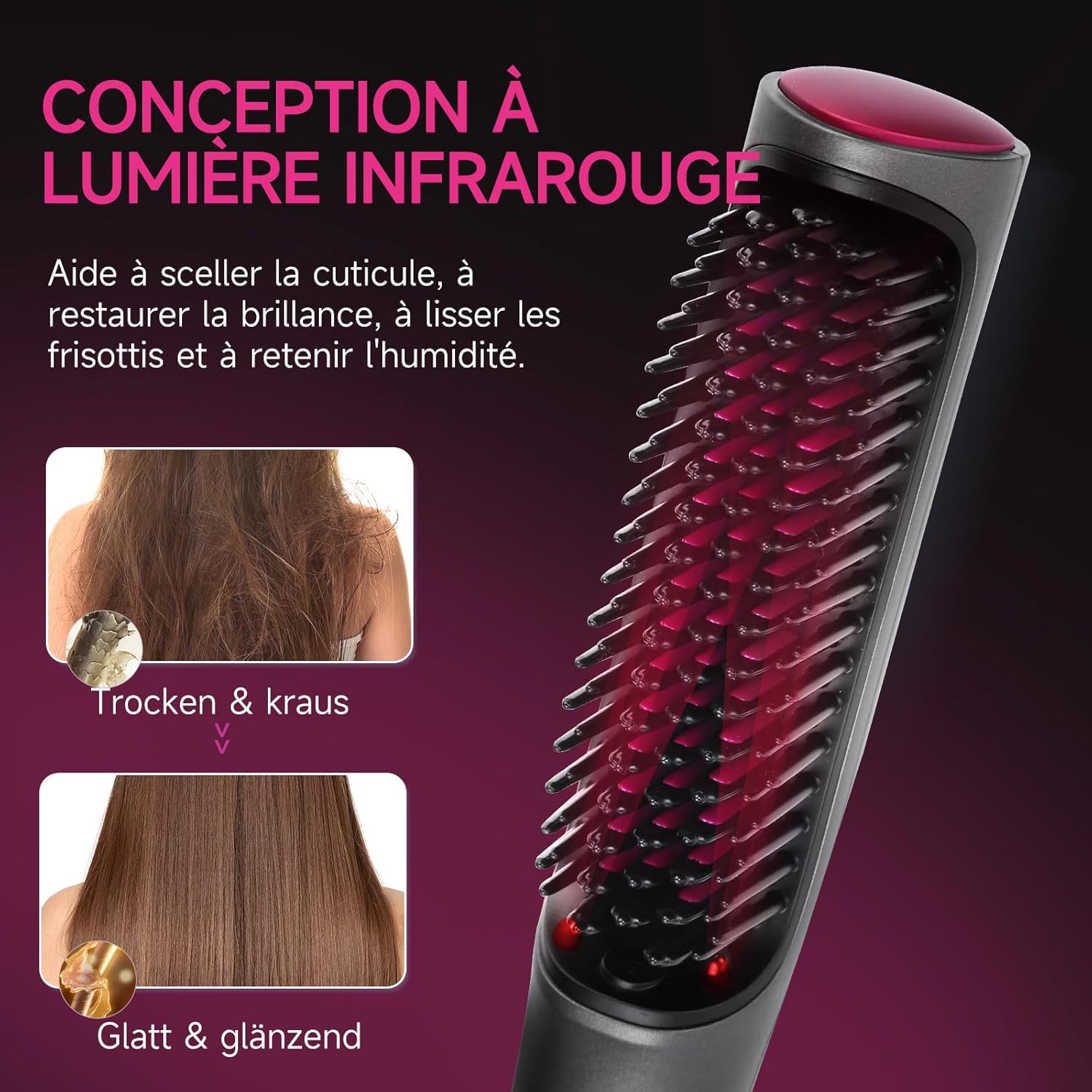 Brosse lissante ionique professionnelle : pour des cheveux soyeux et sans frisottis en un clin d'œil – Image 2