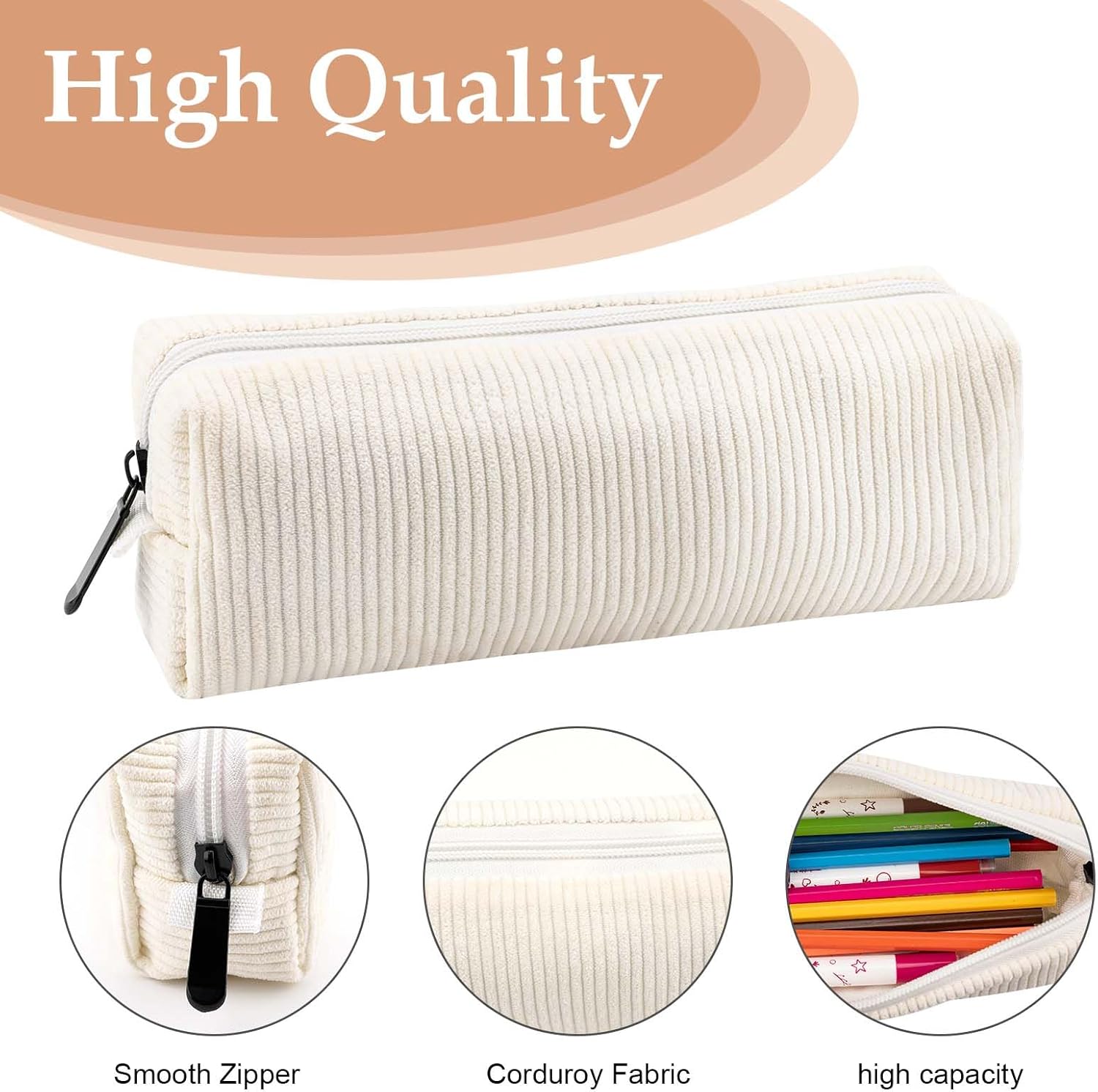 Trousse à crayons en velours côtelé beige : l'alliée multifonction pour les garçons et filles en quête d'élégance à l'école – Image 4