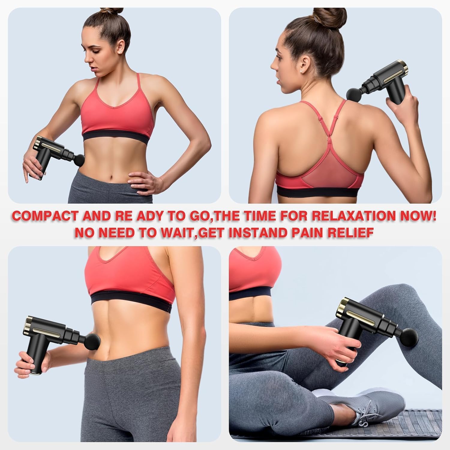 Pistolet de massage musculaire : le compagnon idéal pour un soulagement efficace des douleurs Découvrez le masseur à percussion avec 4 têtes, parfait pour les jambes, le dos, les épaules et le cou, un cadeau exceptionnel pour les sportifs et les amateurs de bien-être – Image 5