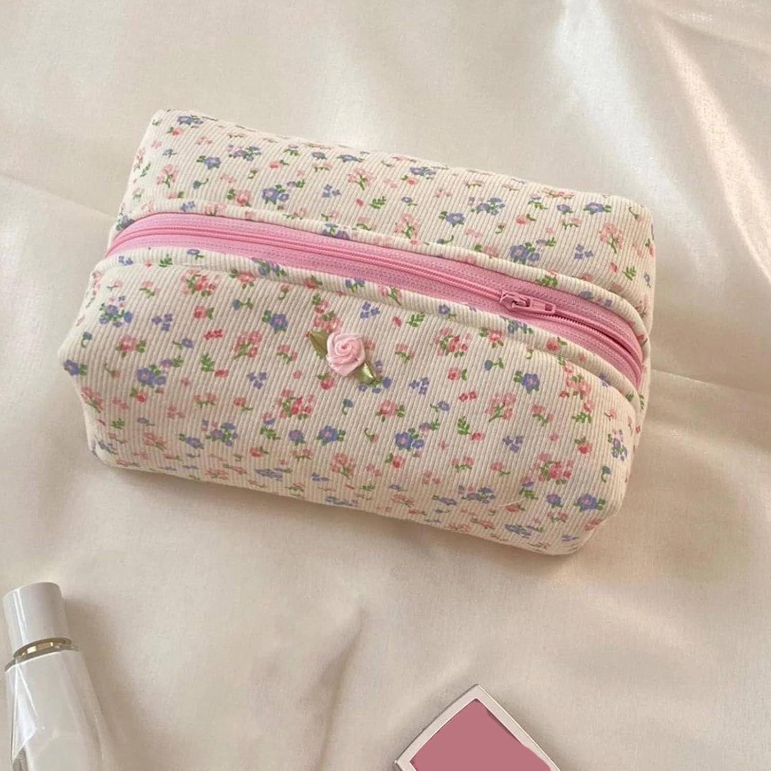 Trousse de maquillage en coton à motif floral : l'accessoire tendance pour femmes en voyage – Image 5
