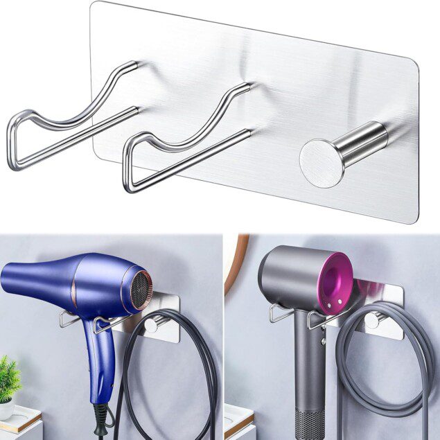Support de sèche-cheveux en acier inoxydable : une solution élégante pour salle de bain, coiffeur ou hôtel