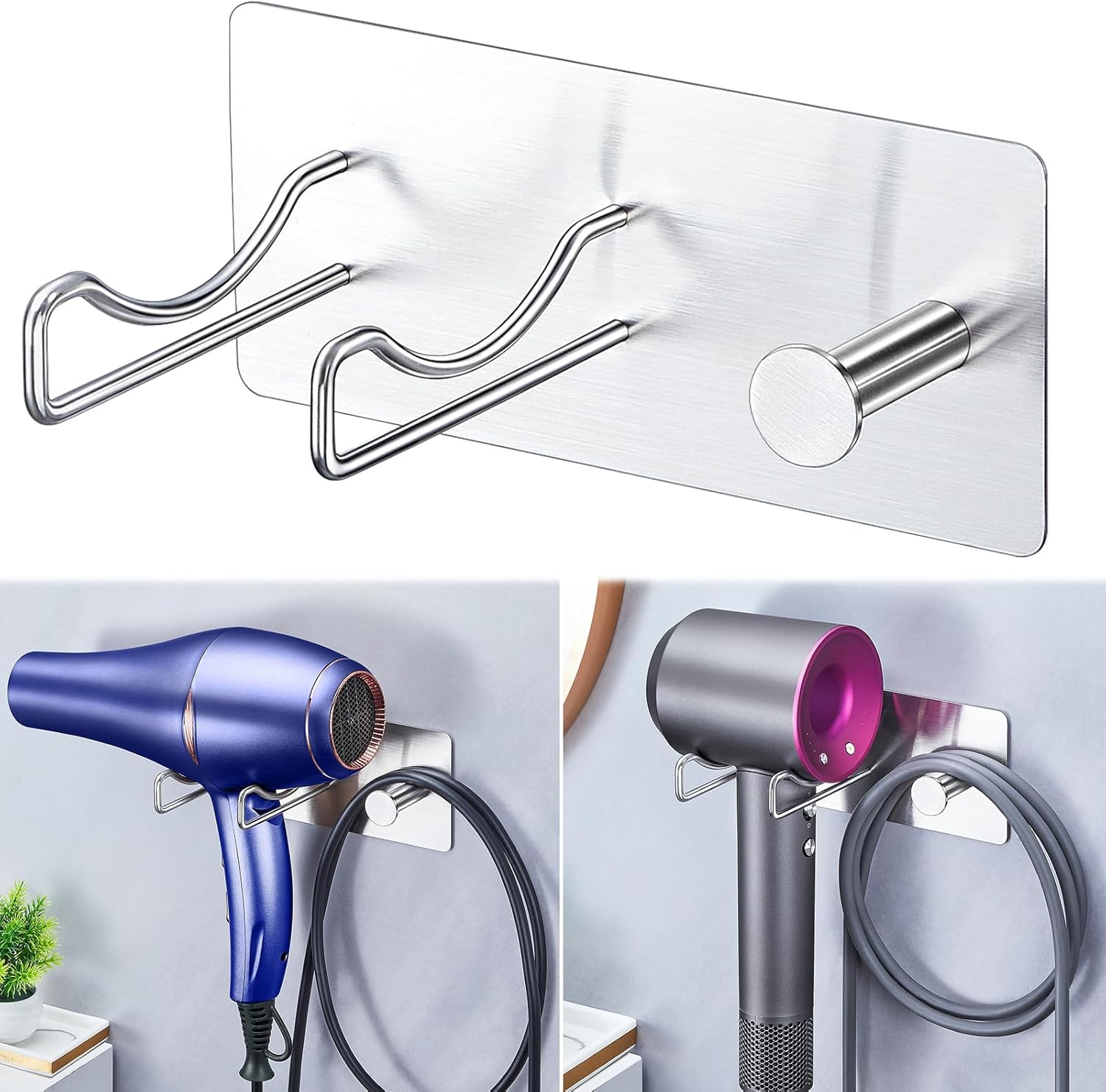 Support de sèche-cheveux en acier inoxydable : une solution élégante pour salle de bain, coiffeur ou hôtel