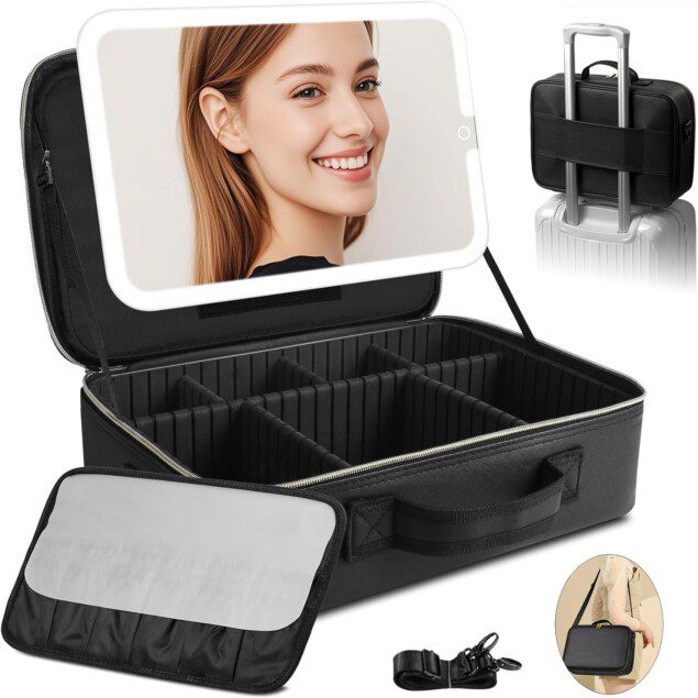 Trousse de maquillage avec miroir LED amovible : l'accessoire idéal pour les passionnées de beauté en voyage