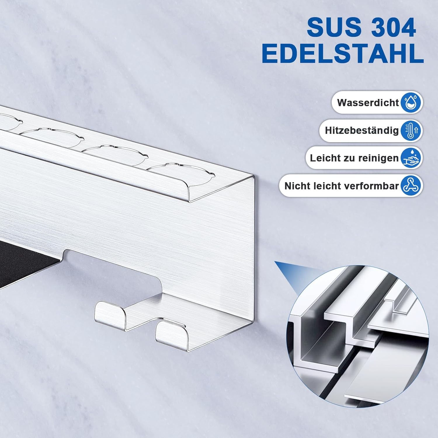 Support mural sans perçage pour sèche-cheveux et fer à lisser : l’accessoire 7 en 1 idéal pour votre salle de bain – Image 6